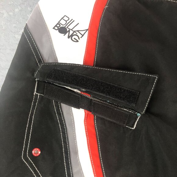 Billabong Men’s Black Boardshorts with Side Stripes of Red, White & Gray Size 38 - Picture 11 of 16